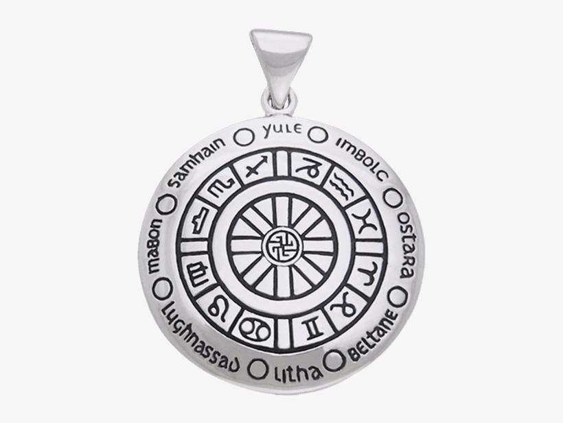 Sterling Silver Astrological Year Wheel Pendant - Wheel Of The Year, transparent png download