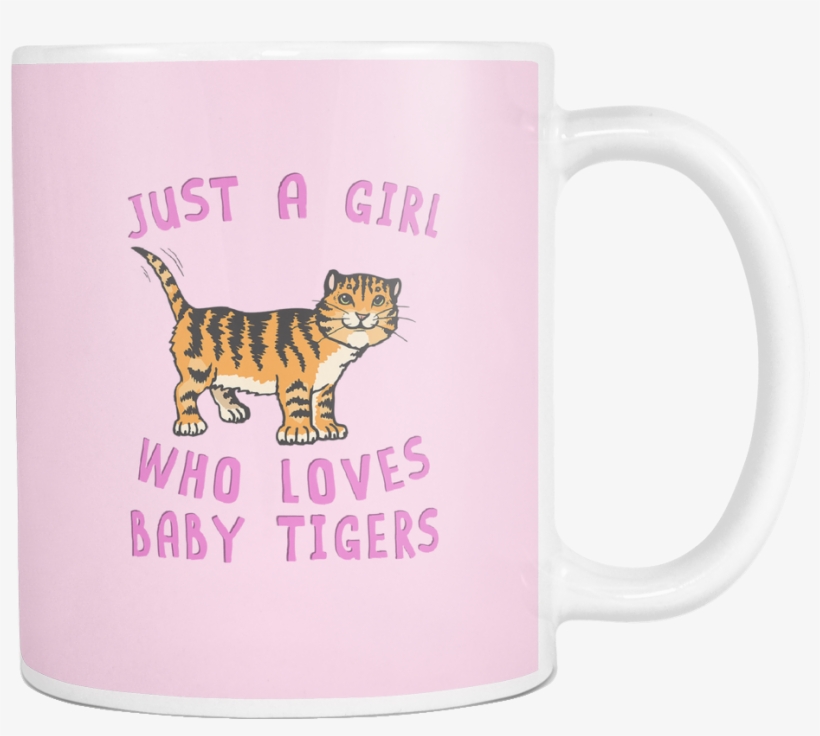 Just A Girl Who Loves Baby Tiger White Mug Both Sides - Cute Tiger Large Wall Clock, transparent png download