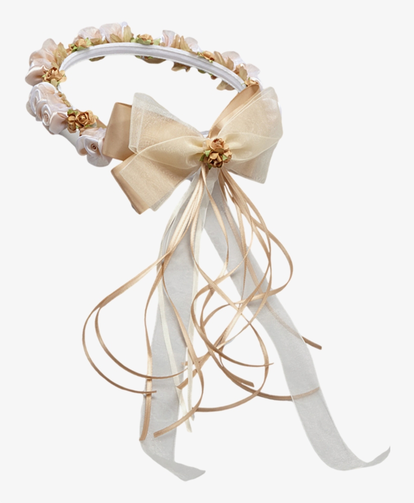 Champagne Silk & Satin Floral Crown Wreath Girls - Wire, transparent png download