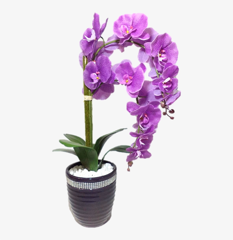 Arranjo Orquídea Lilás 99cm Siliconada, Vaso Cerâmica - Artificial Flower, transparent png download