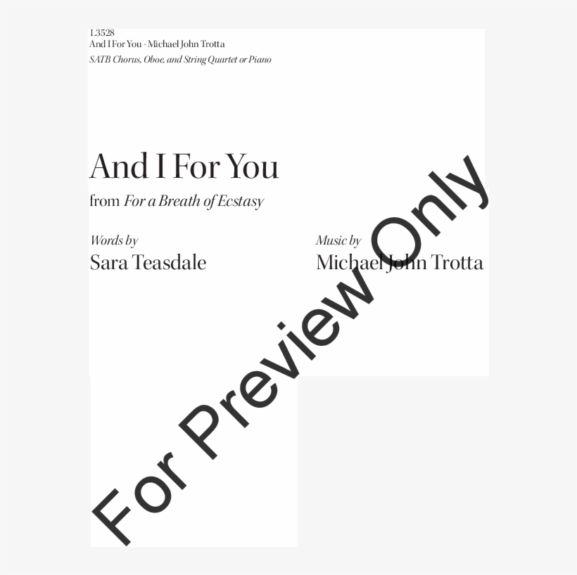 And I For You Thumbnail For A Breath Of Ecstasy - Abandoned Funhouse Sheet Music, transparent png download