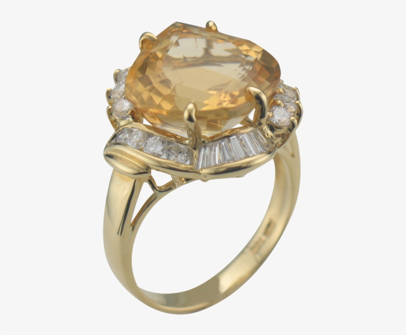 18k Yellow Gold Diamond & Golden Beryl Ring, transparent png download