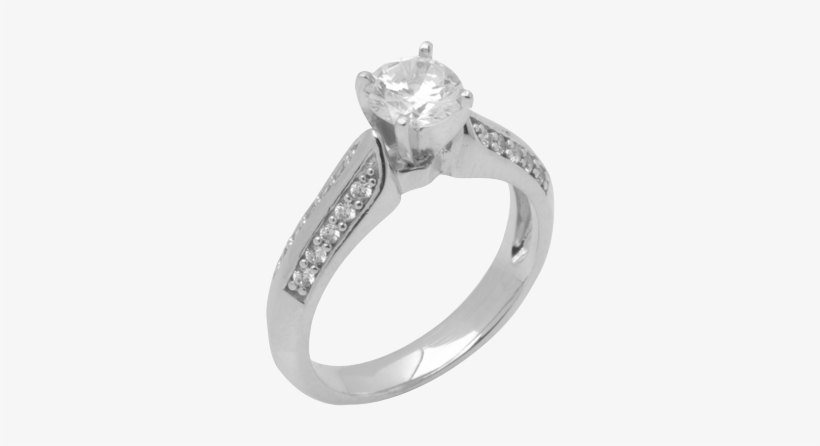 14k White Gold Diamond Ring D2035 - Engagement Ring, transparent png download