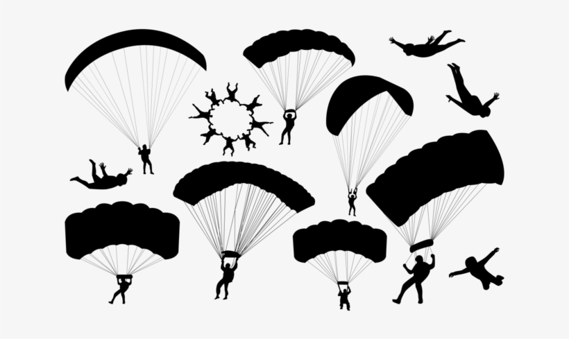 Paracaidismo Siluetas Vector - Skydiving Silhouette, transparent png download