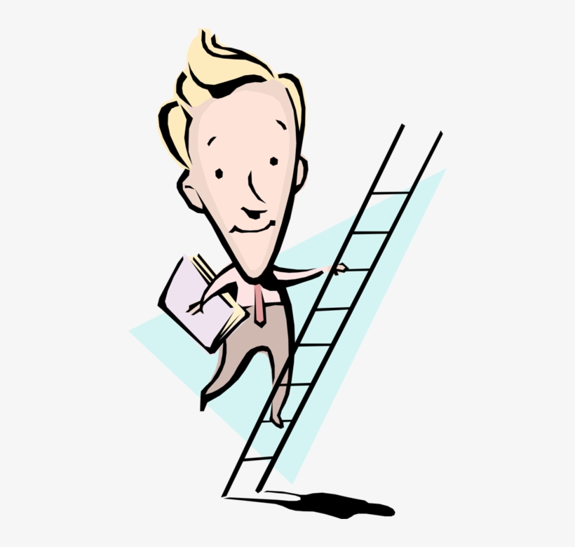 Vector Illustration Of Businessman Climbing Ladder, transparent png download