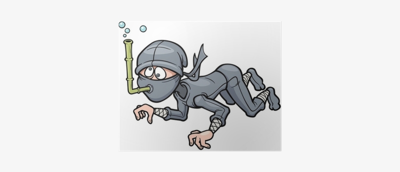 Vector Illustration Of Cartoon Ninja Poster • Pixers® - Illustration, transparent png download