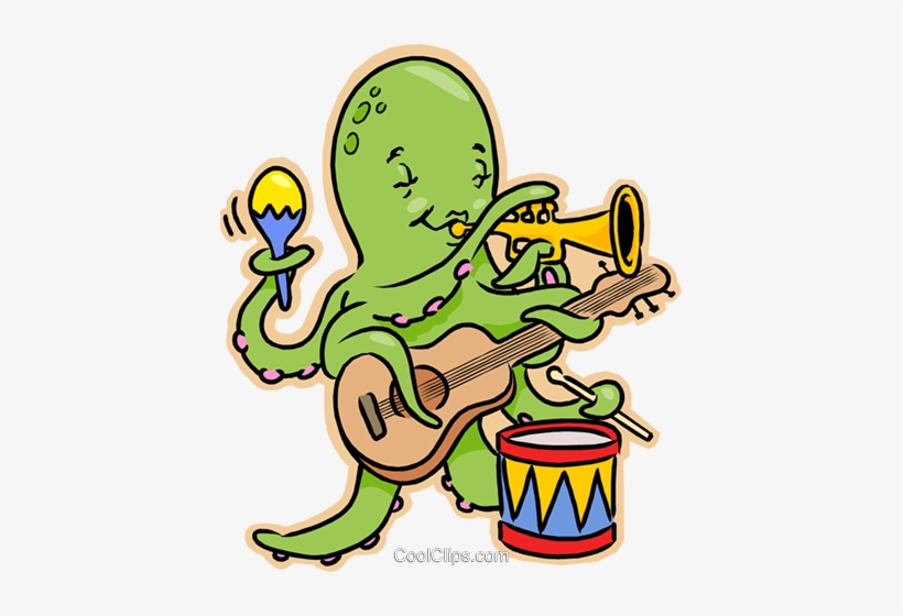 Octopus Playing Guitar, Drums, Trumpet Royalty Free - 3drose Octupus Music, Iron On Heat Transfer, 6 By 6-inch,, transparent png download