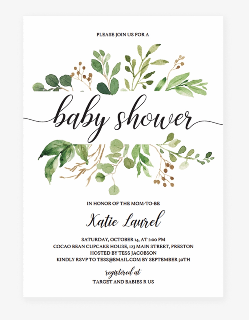 Bridal Shower Invitations Greenery, transparent png download