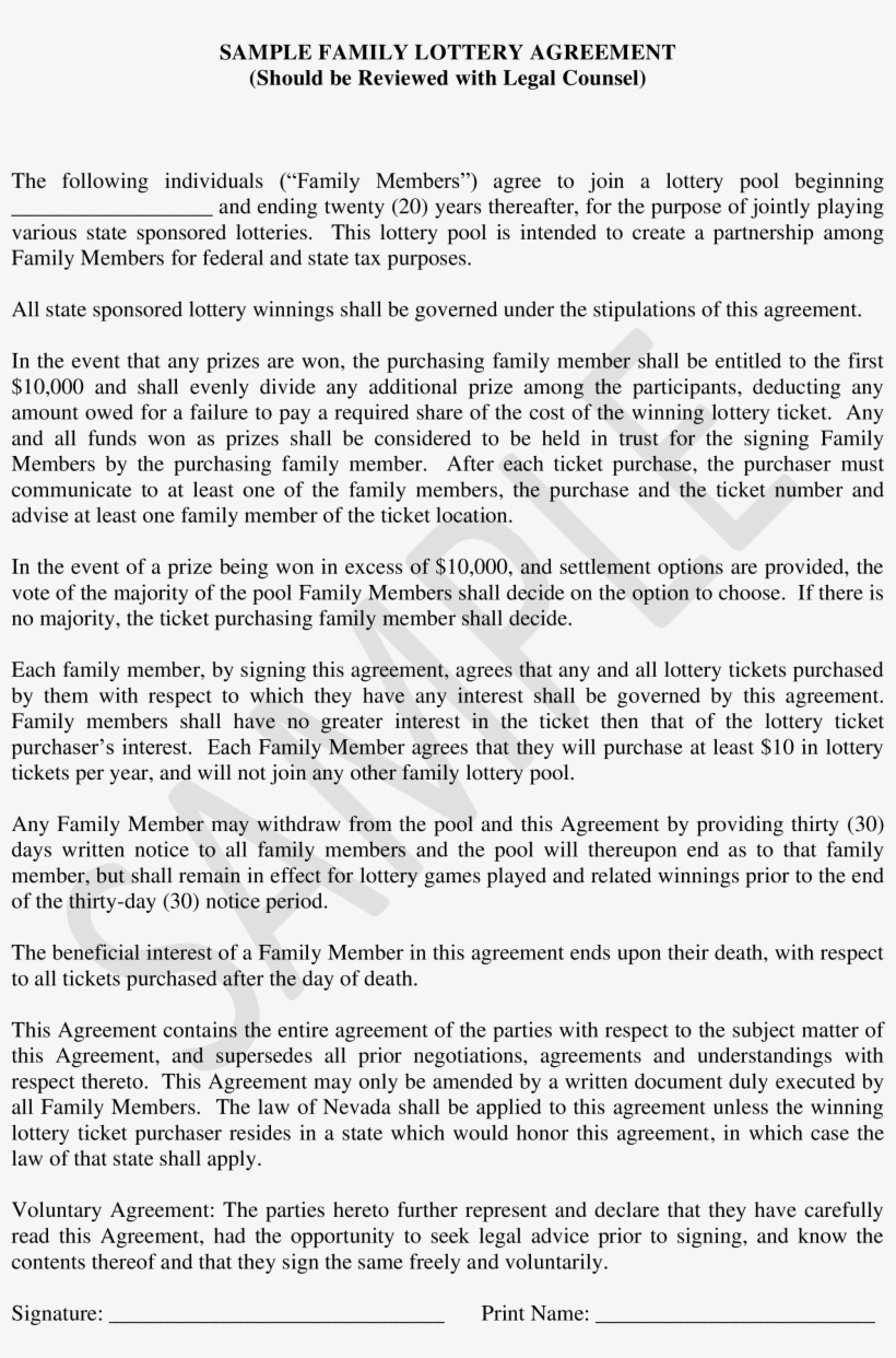 Free Family Lottery Pool Agreement - Aportes A La Resistencia De Materiales, transparent png download