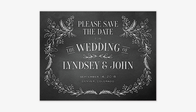 Chalkboard Botanical Save The Date Card - Save The Date, transparent png download