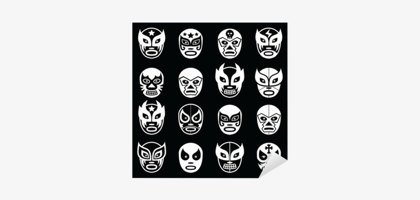 Lucha Libre Mexican Wrestling White Masks Icons On - Lucha Libre Masks Skeleton, transparent png download
