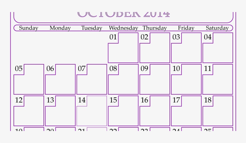 October 2014 Calendar Printable Blank - 2014, transparent png download