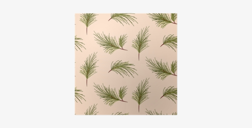 Pine Tree Branches On Pale Pink Background Seamless - Vector Graphics, transparent png download