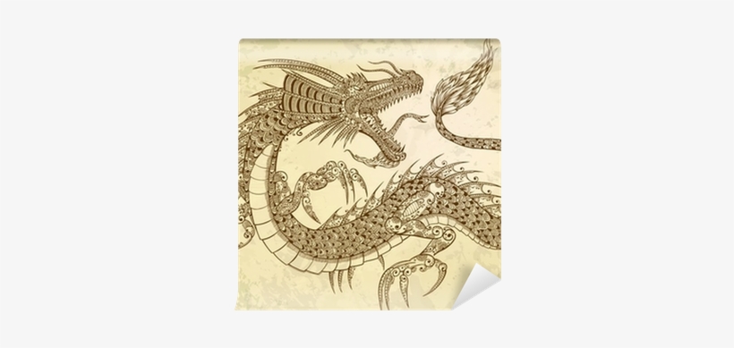 Henna Tattoo Dragon Doodle Vector Wall Mural • Pixers® - Tattoo Dragon Royal, transparent png download