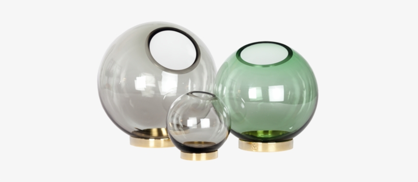 Round Glass Vase With Brass Stand - Vase, transparent png download