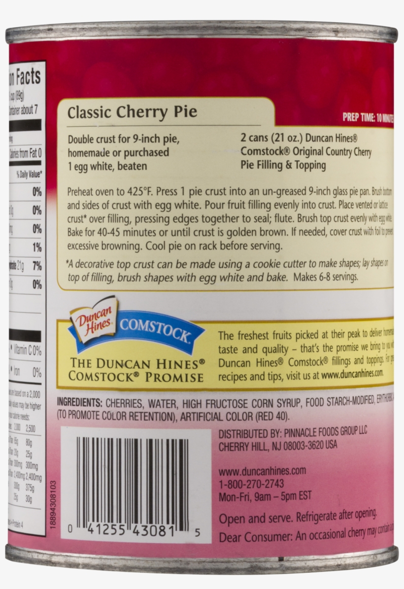 Comstock Original Country Cherry Pie Filling Or Topping,, transparent png download