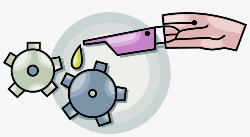 Vector Illustration Of Hand Oils Cogwheel Gear Mechanism - Cartoon, transparent png download