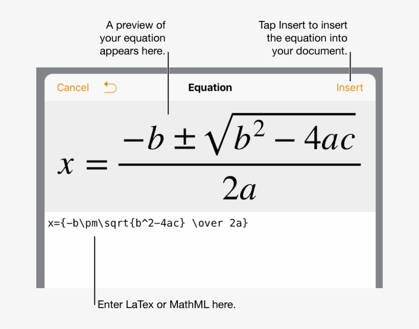The Equation Editing Dialog, Showing The Quadratic - Insert Equation In Iphone, transparent png download