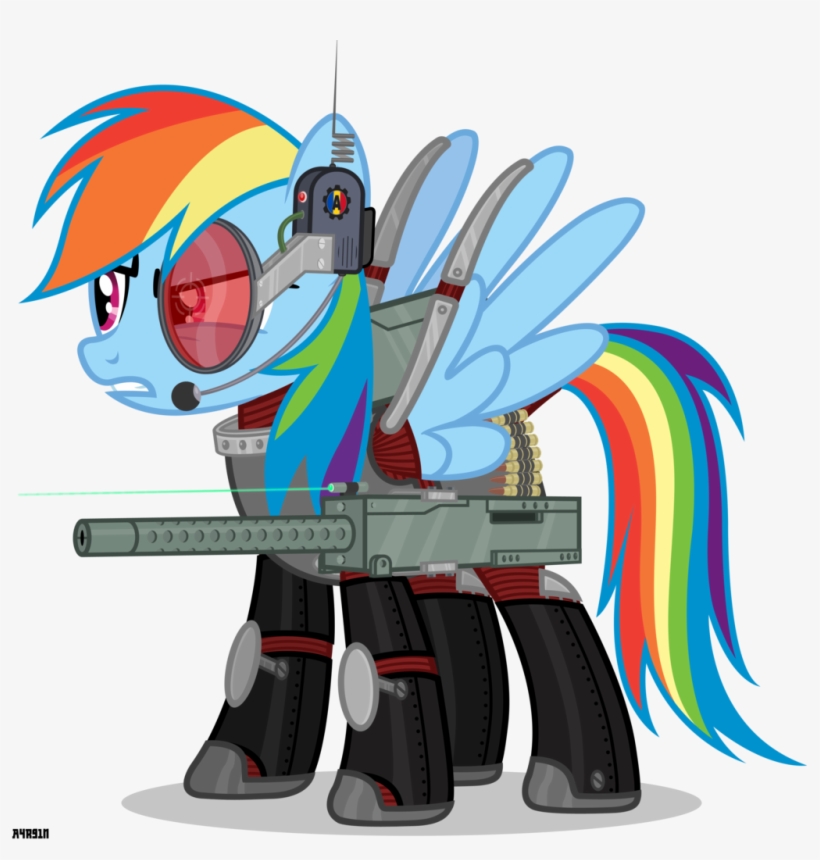 A4r91n, Bullet Belt, Hmd, Laser Aim, Machine Gun, Rainbow - Rainbow Dash, transparent png download