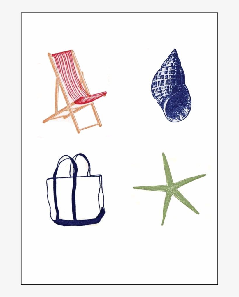 Vintage Beach Icon Notecard Set, transparent png download