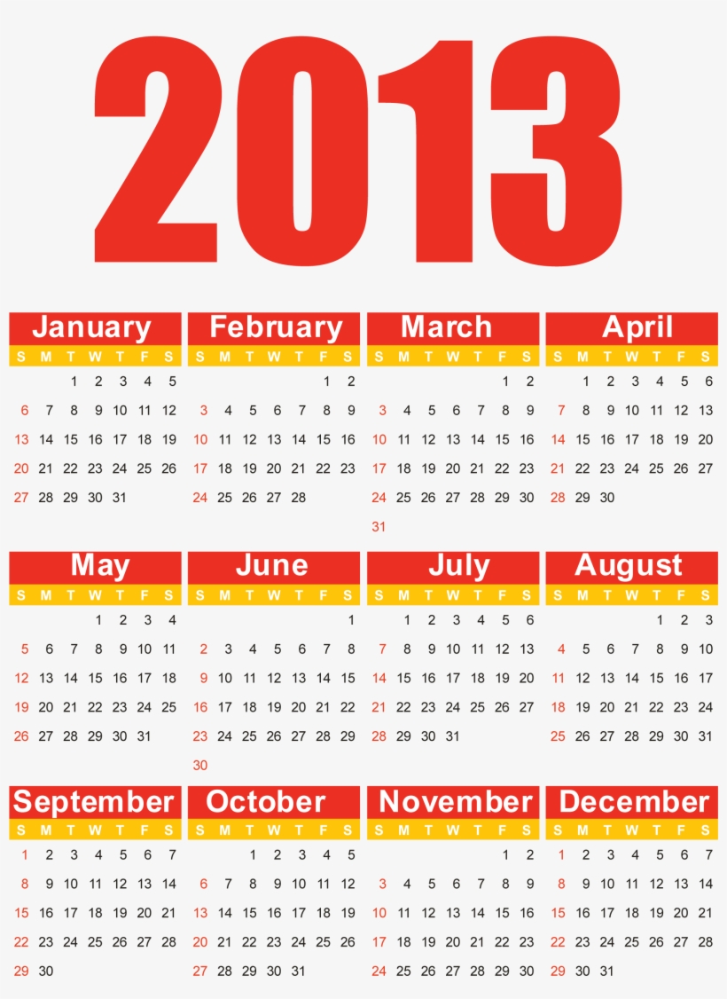 Free Vector 2013 Free Vector Calendar - 4 5 4 Calendar, transparent png download