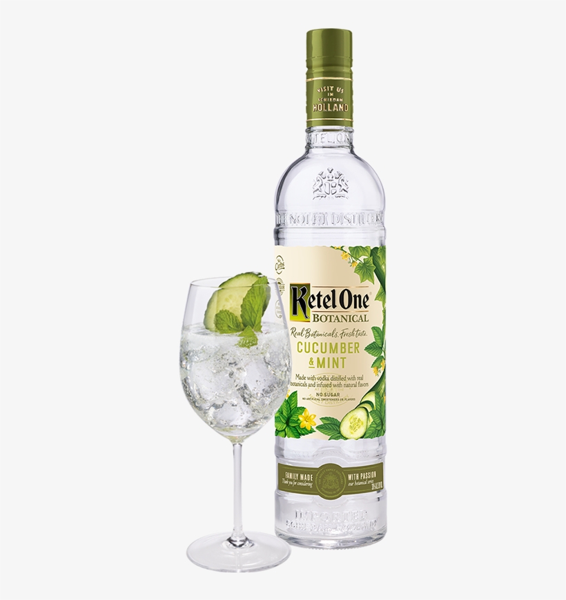 Bottle Of Ketel One Botanical Cucumber & Mint With - Ketel One Cucumber Mint, transparent png download