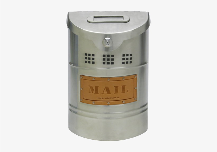 Ecco E1 Stainless Steel Mailbox Brushed Leather E1x - Small Wall Mount Mail Box - Polished Stainless/leather, transparent png download
