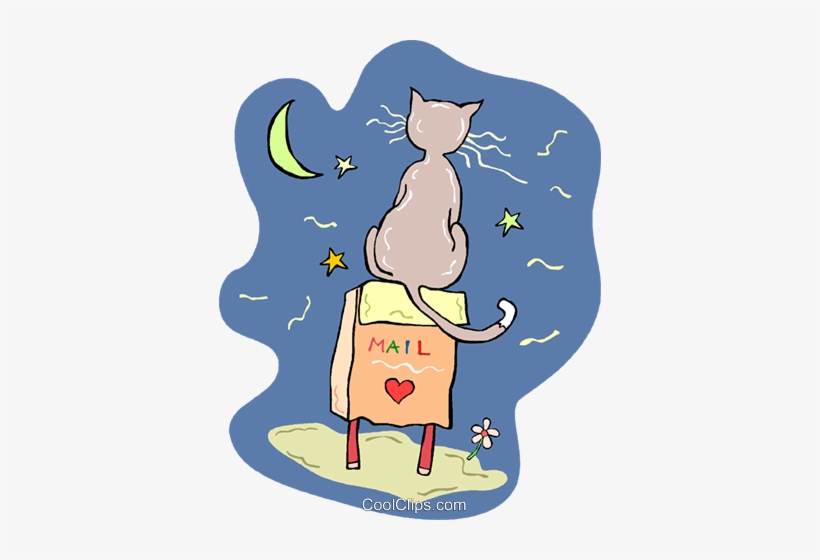 Cat Sitting On Mailbox Royalty Free Vector Clip Art - Mail Clipart, transparent png download