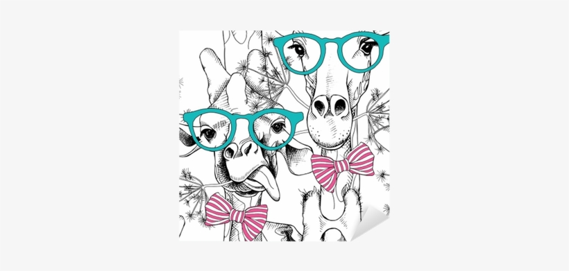Seamless Pattern With Giraffes In The Glasses And With - Tshirt Get On My Level Russia T-shirt Print Fashion, transparent png download