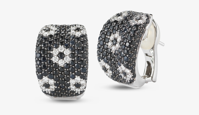 Roberto Coin Fantasia 18k White Gold Earring With Diamonds - Roberto Coin Diamond Black Sapphire Earrings, transparent png download