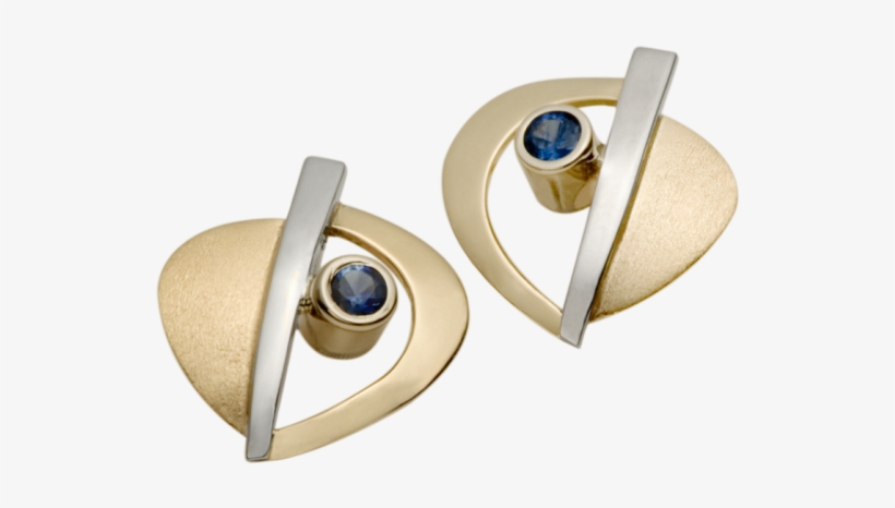 14k Yellow And White Gold Earrings With Saphyrs - Earrings, transparent png download