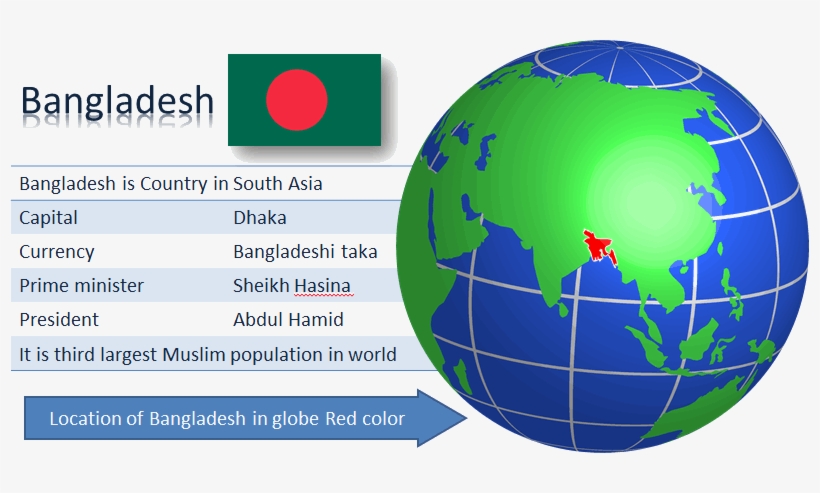 Bangladesh Flag , Location And Details - United States On World Globe, transparent png download