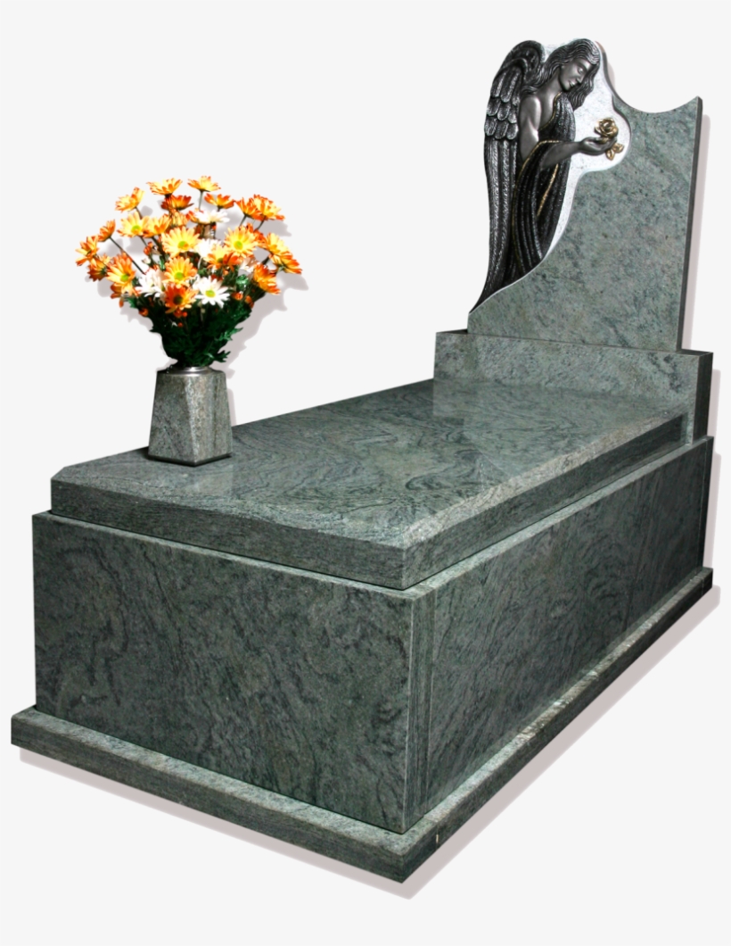 Panteón En Granito Verde Con Escultura Del Ángel Orando - Tumbas En Png, transparent png download