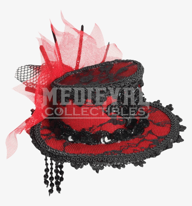 Steampunk Mini Red Lace Top Hat - Women's Mini Hat, transparent png download