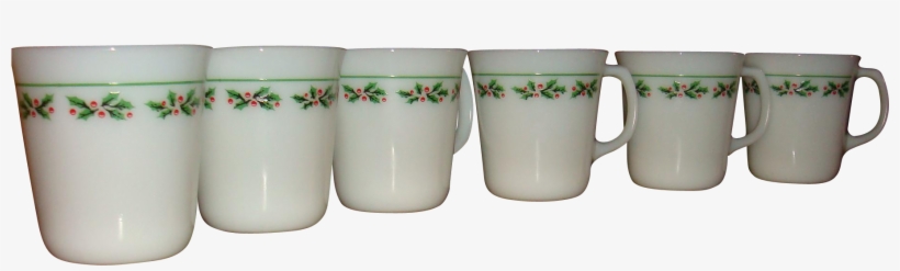 Set Of 6 Heavy Pyrex Corning Christmas Holly Days D - Cup, transparent png download