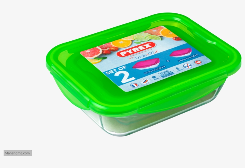 Pyrex Cook And Go 2 Piece Rectangular Set, Green - Pyrex Cook&go 2pce Set Rectangular Roasters Neon, transparent png download