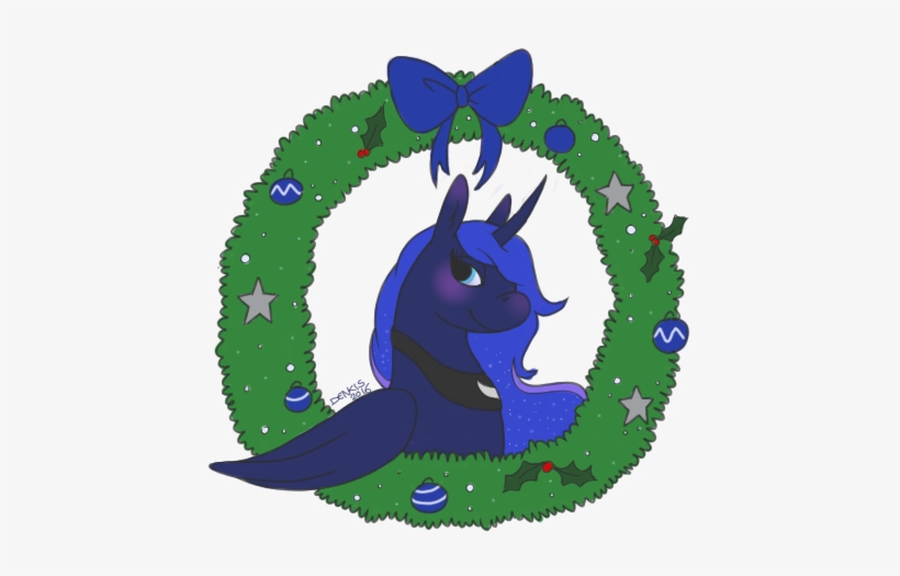 Denkis, Christmas Wreath, Princess Luna, Safe, Simple - Cartoon, transparent png download