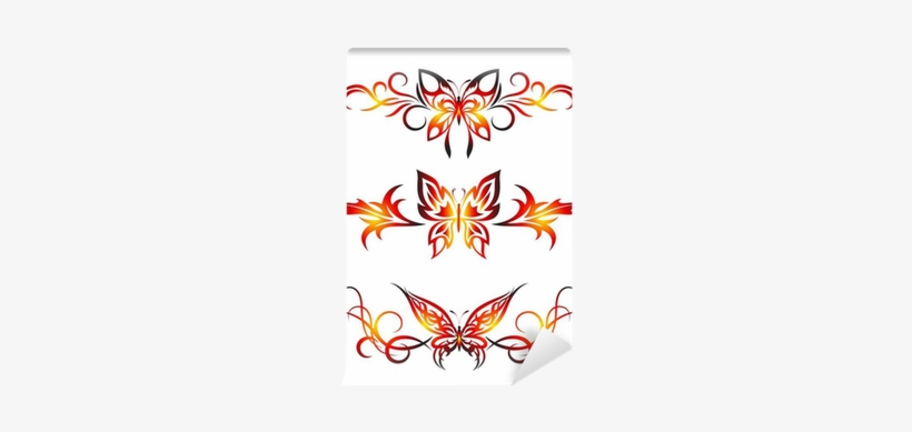 Set Tribal With Butterflies, Tattoo Wall Mural • Pixers® - Supperb 6-pack Halloween B&w Spider Dragon Angel, transparent png download