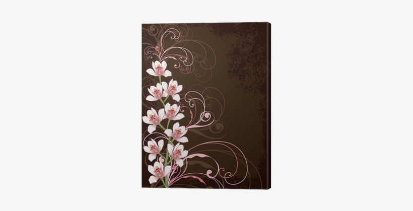 White Orchids With Pink Swirls And Grunge Frame Canvas - Make A Creative Project Cover, transparent png download