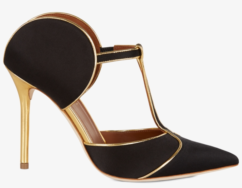 Black Satin Gold Mirror Nappa - Malone Souliers, transparent png download