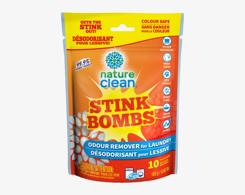 Stink Bombs - 10 Pacs - Fragrance Free - Nature Clean Odour Remover Laundry Packs, transparent png download