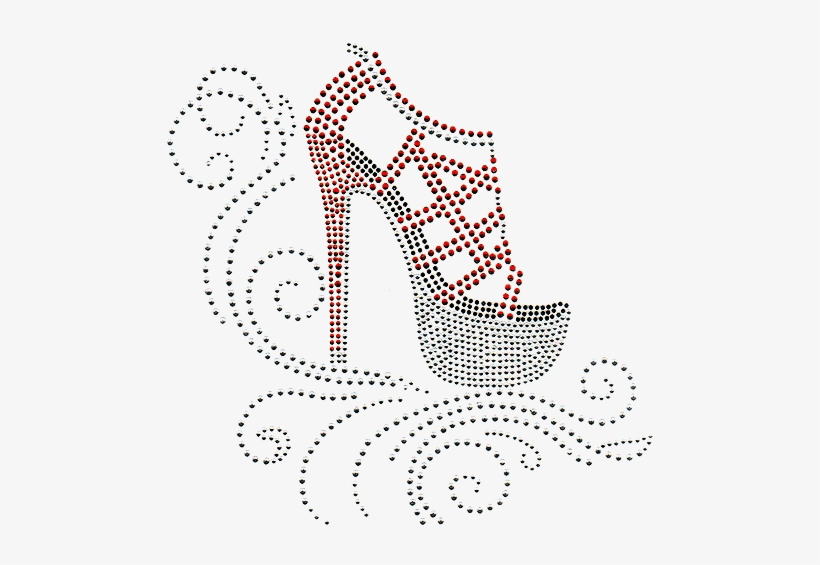 Red Strapped High Heel Shoe Over Swirls - Shoe, transparent png download