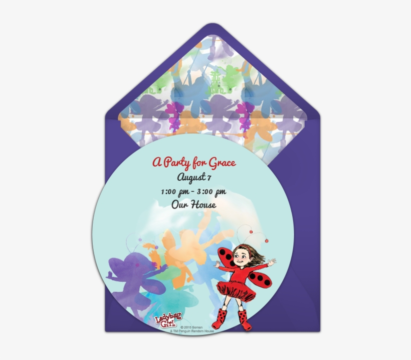 Ladybug Girl Watercolor Online Invitation - Marienkäfer-mädchen: Lulusomersault Karte, transparent png download