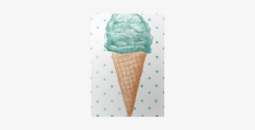 Watercolor Ice Cream Cone On Seamless Background Hand - Watercolor Ice Cream Cone, transparent png download