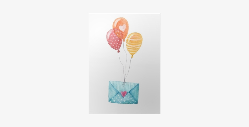 Isolated Watercolor Illustration Of An Envolope And - Birthday, transparent png download