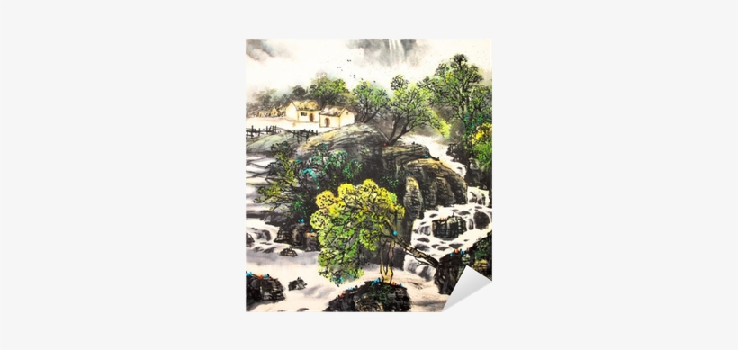 Chinese Landscape Watercolor Painting Sticker • Pixers® - Watercolor Painting, transparent png download