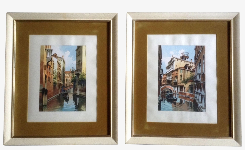 Sari, Watercolor Paintings Venetian Gondola In Canal - Picture Frame, transparent png download