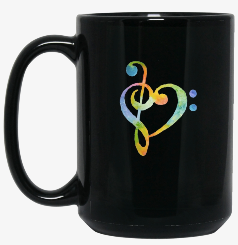 Watercolor Rainbow Heart Bass Clef Musical Note Tee - Inspiredcases Band Mom Case - Galaxy Note 3, transparent png download