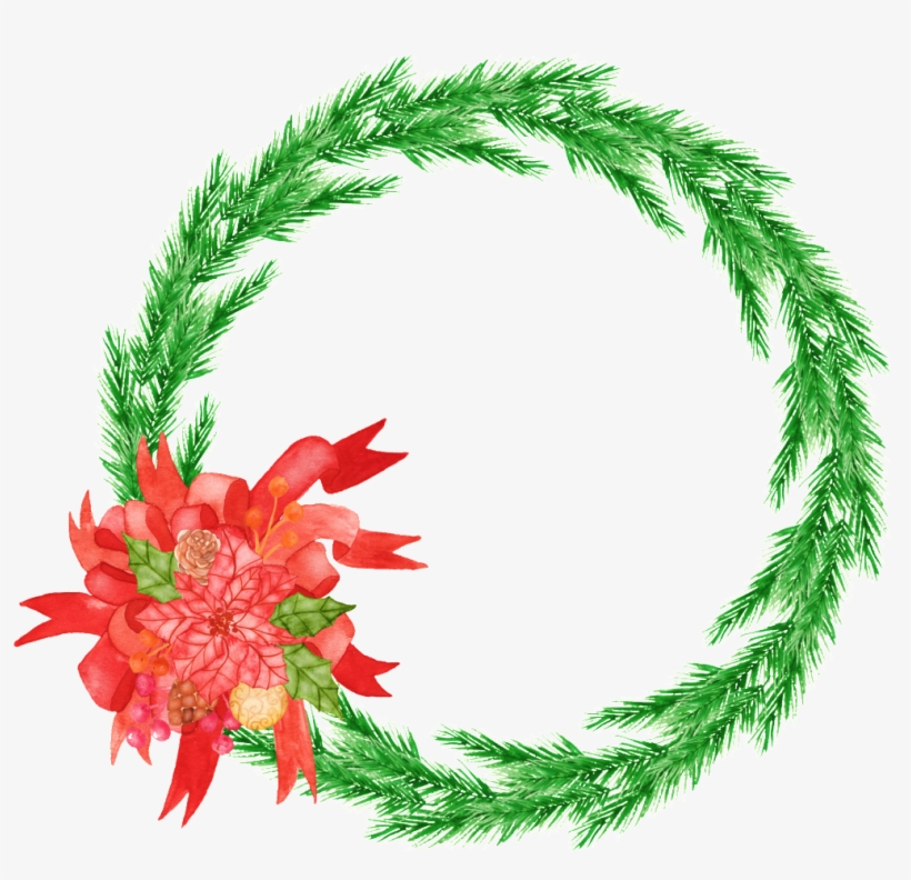 Hand Painted Christmas Wreath Png Transparent - Portable Network Graphics, transparent png download