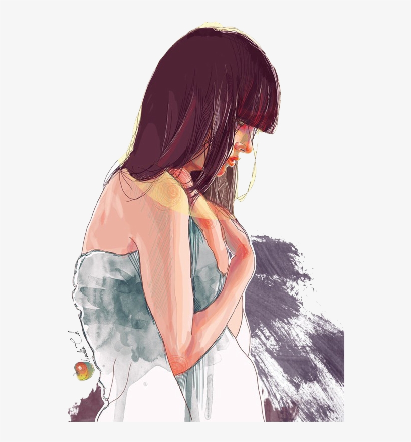 Vector Freeuse Library Shoulders Drawing Hairstyle - Curioos Hope By Nadiia Cherkasova Framed Painting Print, transparent png download